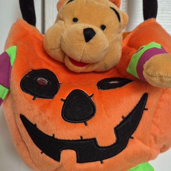 Disney Winnie The Pooh Halloween Candy Pumpkin Basket with Bear - Orange - Picture 5 of 16